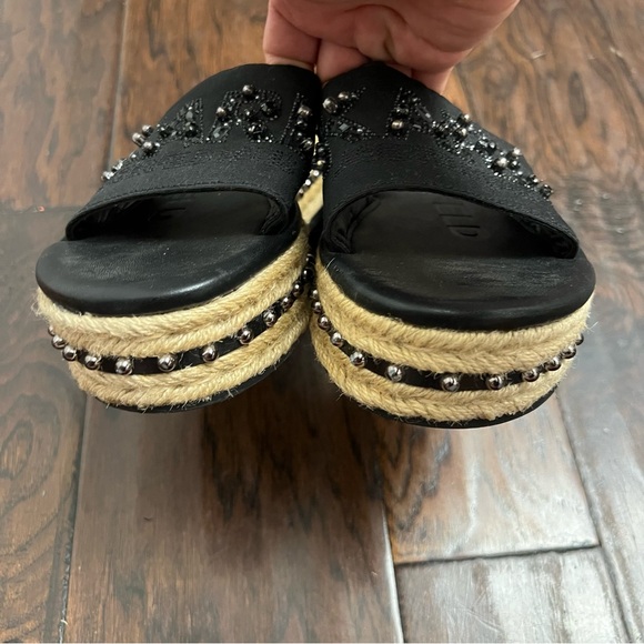 Karl Lagerfeld Kamara Pearl Embellished Slip on Rope Platform - Picture 4 of 10